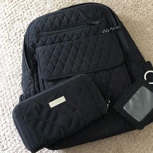 Backpack, wallet, and change purse